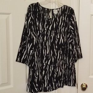 Junarose Black & White animal print Tunic Blouse